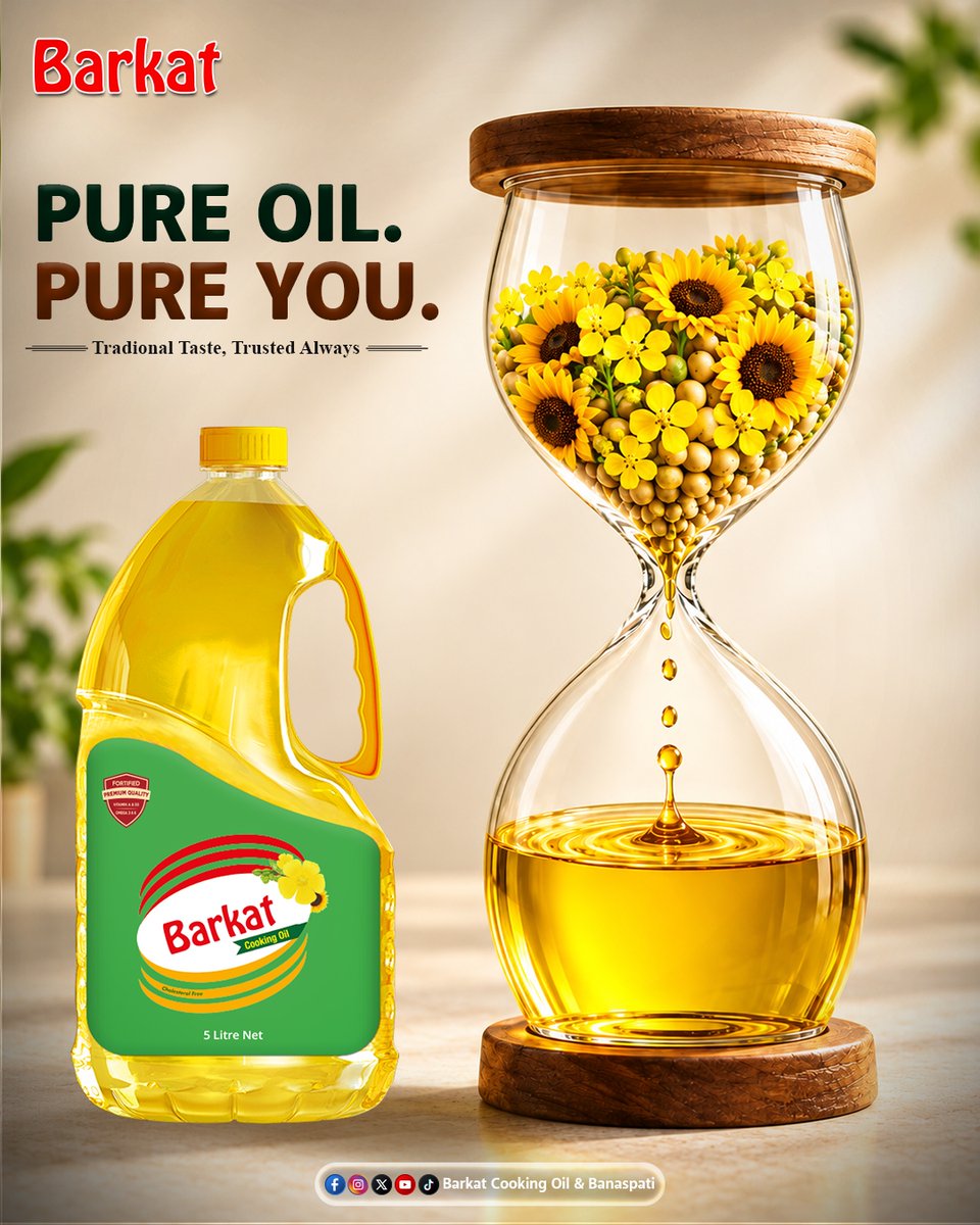 OilBarkat's tweet photo. Barkat Cooking Oil the traditional taste you’ve always trusted, made with purity you can feel in every bite.

#Barkat #BarkatBanaspati #PremiumQuality #Omega36 #VitaminAD3 #BarkatPremiumRange https://t.co/cyoq1DysU0
