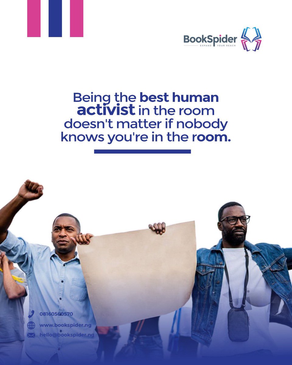 bookspiderng's tweet photo. The best in the room still goes unnoticed if nobody knows you're there.
A book makes you impossible to miss.
Write it. Publish it. Be heard.
Talk to BookSpider to get started.
#publishers #teamofprofessionals #nigerianpublishers #bookspider https://t.co/05TKUOjp0J