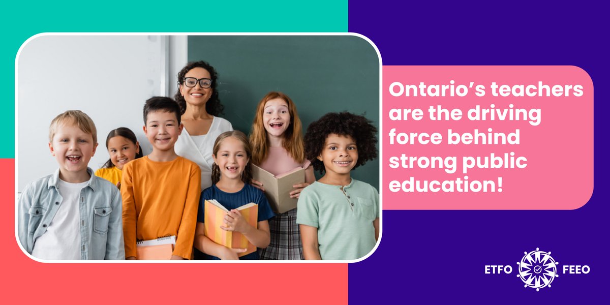 ETFOeducators's tweet photo. On World Teachers’ Day, we celebrate teachers' extraordinary contributions and reaffirm our responsibility to ensure they have the resources, supports, and conditions necessary to help every learner thrive.

Notes @ETFOpresident David Mastin, “If we want teachers and students to succeed, the Ford government must act. That means reducing class sizes, expanding and strengthening supports for all students, especially those with special education needs, addressing the rise in violence in schools, advancing equity and inclusion, and tackling the recruitment and retention crisis that is leaving classrooms without qualified educators.”

#ETFO is encouraging Ontarians to reflect on the teachers who have shaped their lives and to join the call for meaningful investment in public education. #onted #onpoli