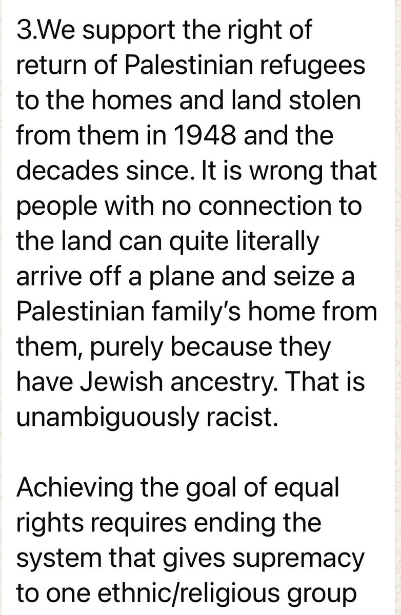 ginadavidsonlbc's tweet photo. Further to this I asked for more detail - do they support a 2 state solution? what do they meant by modern day Zionism and in terms of superior rights to land, if they don’t think Israel has any, do Palestinians? 
👇 I don’t think they want a 2 state solution https://t.co/QjsSJIwONU