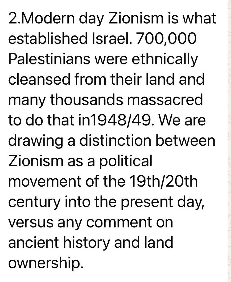 ginadavidsonlbc's tweet photo. Further to this I asked for more detail - do they support a 2 state solution? what do they meant by modern day Zionism and in terms of superior rights to land, if they don’t think Israel has any, do Palestinians? 
👇 I don’t think they want a 2 state solution https://t.co/QjsSJIwONU