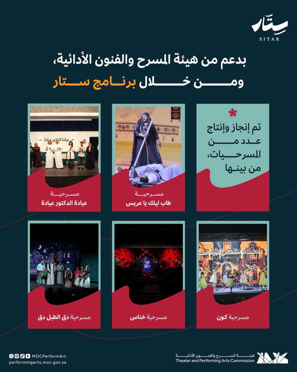 MOCPerformArt's tweet photo. دعمًا وتمكينًا للحراك المسرحي السعودي، تواصل #هيئة_المسرح_والفنون_الأدائية العمل على دعم إنتاج الأعمال المسرحية من خلال #برنامج_ستار، وخلق بيئة تمنح المبدعين فرصًا أوسع لصناعة عروضٍ تثري المشهد المسرحي، وتوسّع آفاق الحضور والتجربة. https://t.co/AlfWFRX4Bk