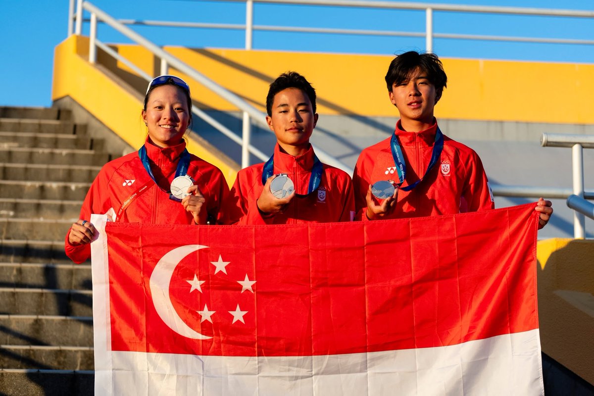 NTUsg's tweet photo. Congratulations to #NTUsg student-athletes Jania Ang, Darren Yap and Filzah Hidayah on their medal-winning performances for Singapore at the Aichi-Nagoya #AsianGames2026.

Jania won silver in sailing’s Women’s Dinghy (ILCA 6), while Darren claimed two bronzes, including Singapore’s first Asian Games medal in taekwondo. Filzah and her teammates also made history with Singapore’s first Asian Games women’s épée team medal.

Photo credit: SNOC/Kong Chong Yew, Lim Weixiang; SpexSG/ Andy Chua, Dumrongsak Angsuworapruek

#NTUsgStudents #NTUsgEducation #Sports #TeamSingapore #OneTeamOneDream @ntucoe