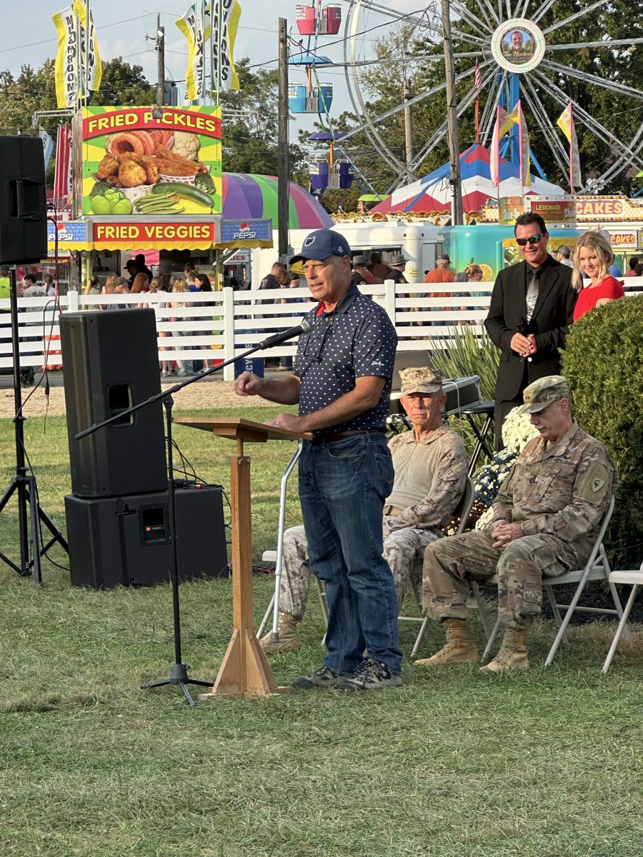 AdamCBird's tweet photo. Thank you Brown County Fair for asking me to participate in their Veterans Service.   It was an honor to recognize those serving in our Armed Services past, present, and future. Also, great to run into Korean War Vet Ralph Shepherd! 
🇺🇸🇺🇸 https://t.co/d1N63gxjh0