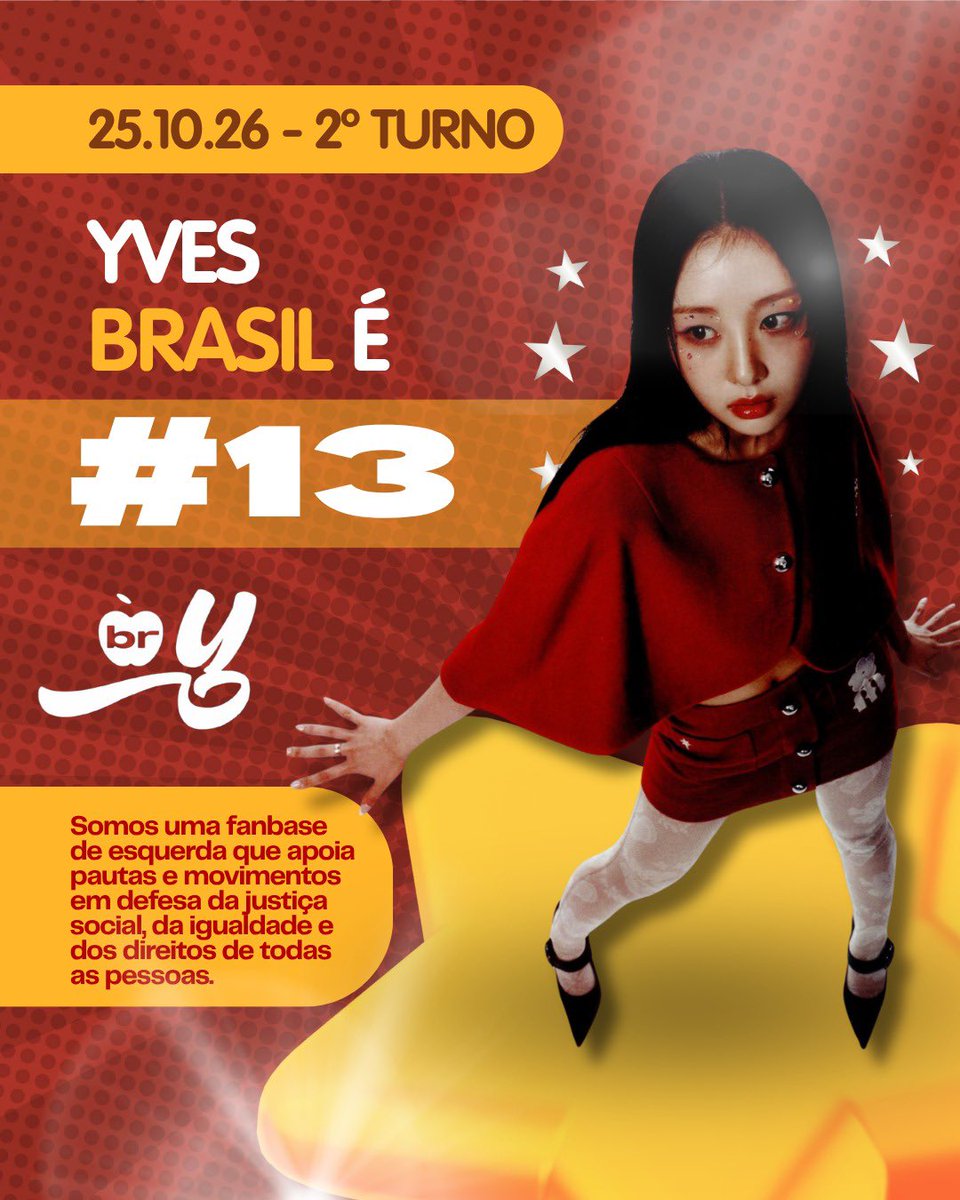 YVES_BRASIL's tweet photo. ⭐️ Sabemos que nossa fanbase é para a Yves, mas sempre nos posicionamos e falamos sobre o que acontece em nosso país.

E agora, a nossa segurança, o nosso bem-estar e nossas crenças estão em jogo e não podem ser deixados de lado tão facilmente. Ainda não acabou!

O segundo turno ocorre dia 25/10 e é nossa última chance de manter no poder uma pessoa que olha para todos, não para um grupo seleto de pessoas.

O senado foi tomado pelos senadores da direita e precisamos unir forças para diminuir o dano causado. 

Como educadoras, nossa equipe sente profundamente o ódio destilado à nossa classe por meio destes políticos, a educação salva vidas, a educação é a base de uma boa comunidade e é por isso que lutamos dia e noite, todos os dias.

Não podemos virar uma colônia estadunidense, que tem no comando o maior fascista da atualidade. VOTAR É NOSSO DIREITO e existir em segurança também, votem com consciência.