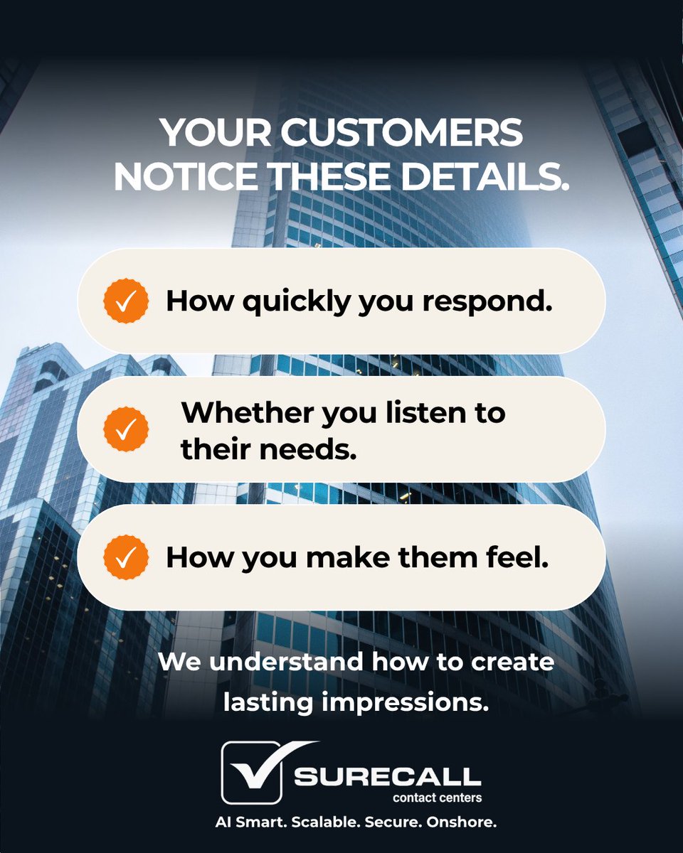 SureCallCC's tweet photo. Creating lasting impressions is what we do.

Give your customers the best experience --> https://t.co/iH1hm4B6U4

#ContactCenterLeaders #BPO https://t.co/cE2tqLHujI