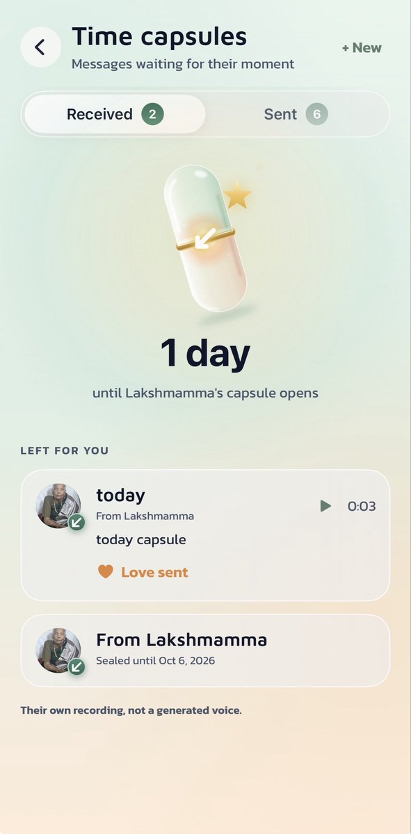 manju23reddy's tweet photo. #kinlily #BuildForTheFuture #shipaton #buildinpublic
Introducing Kinlily Time Capsules 💚
Record your voice today. Seal it for someone you love. Let it arrive at the perfect moment. 🎙️✨
Some memories are meant to wait.
#Kinlily #TimeCapsule #FamilyMemories https://t.co/bWZbUlcd1Q