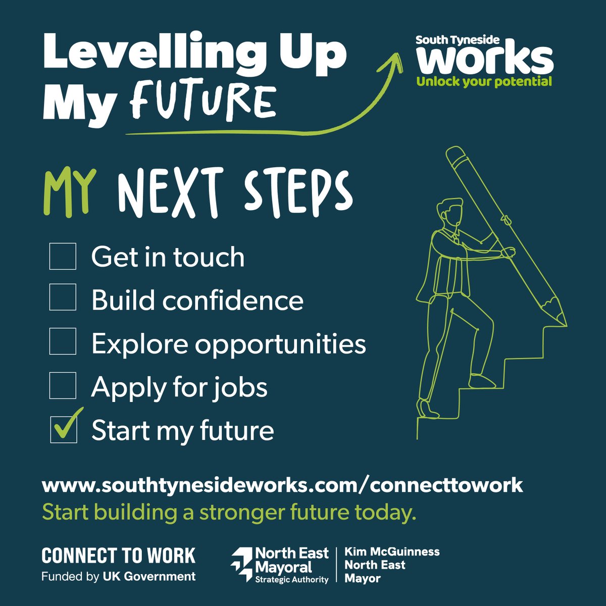 STyneWorks's tweet photo. Big goals start with small steps.

Whether you're thinking about getting back into work or simply exploring your options, Connect to Work can help you move forward with confidence. Take your first step today.

Find out more: https://t.co/H1avwdMivl https://t.co/w3zIoQpsFd