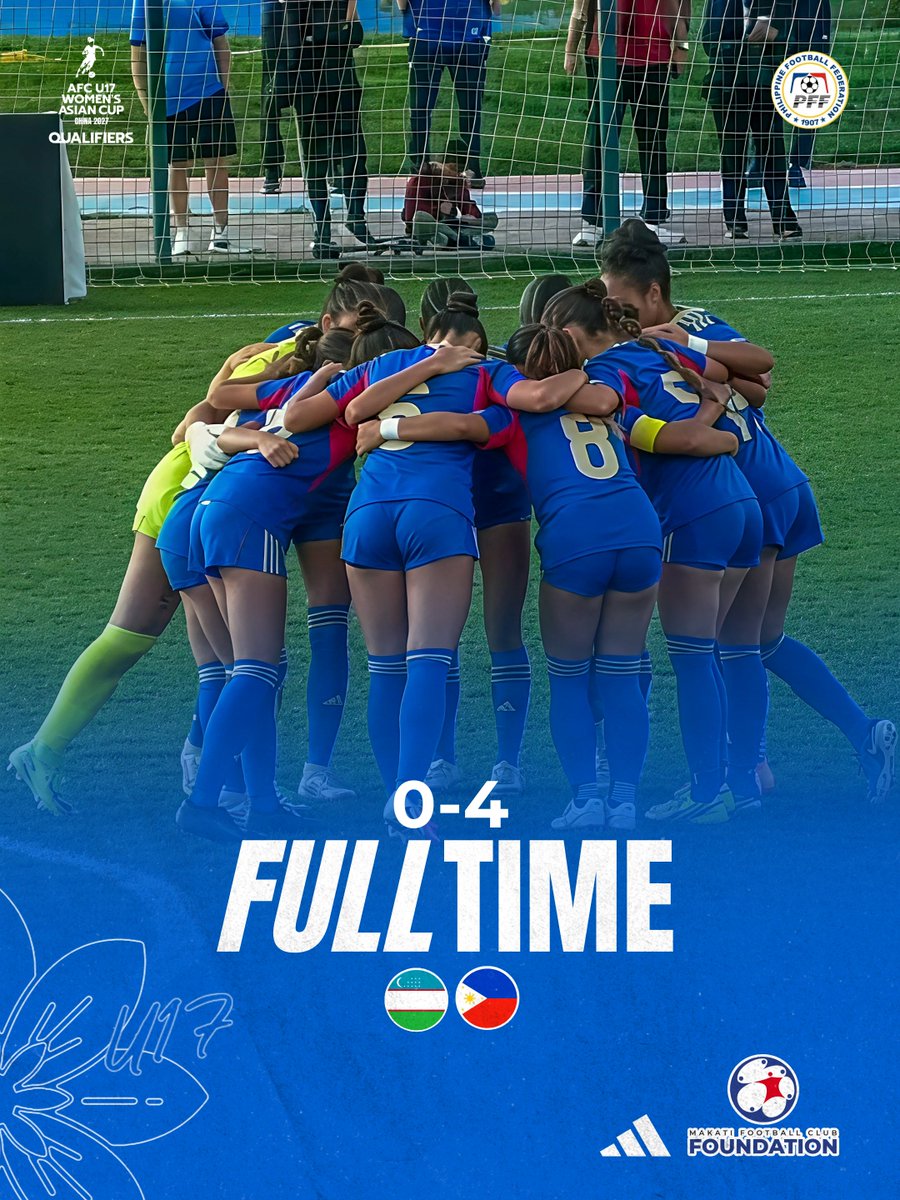 pilipinasynt's tweet photo. 𝗙𝗨𝗟𝗟 𝗧𝗜𝗠𝗘 🏁 

Our #FilipinasU17 with an impressive win to open the #U17WAC Qualifiers!

🇺🇿 0-4 🇵🇭

⚽⚽⚽ Noelle Granger 51' 63' 65'
⚽ Savannah Chheng 68'

#LabanFilipinasU17 #TheJourneyContinues https://t.co/dKtC12p7Lr