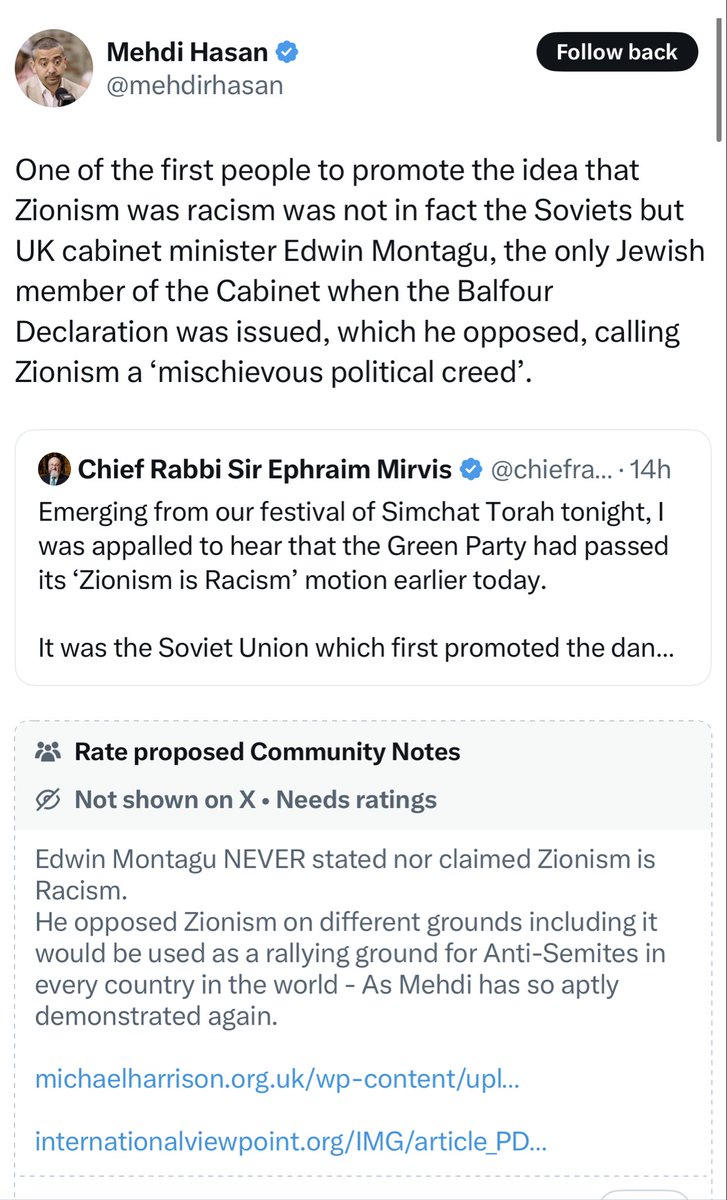 EylonALevy's tweet photo. You’d think Mehdi Hamas would learn his lesson about making up quotes after @HausdorffMedia handed him his arse on a plate for fabricating a Balfour quote. https://t.co/g8TZKE1j7S