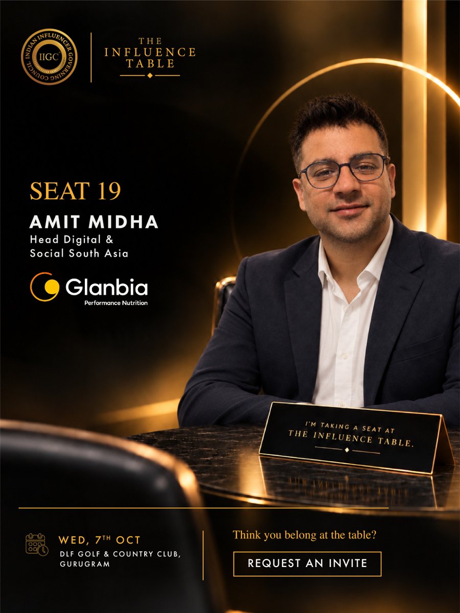 IIGC_official's tweet photo. SEAT 19 | AMIT MIDHA — GLANBIA PERFORMANCE NUTRITION
He bringes a perspective from a category where creators can shape not just what consumers buy, but how they behave.
That’s a perspective we’re bringing to the table.
#IIGC #TheInfluenceTable #CreatorEconomy #DigitalStrategy https://t.co/1UPGSGVyzJ
