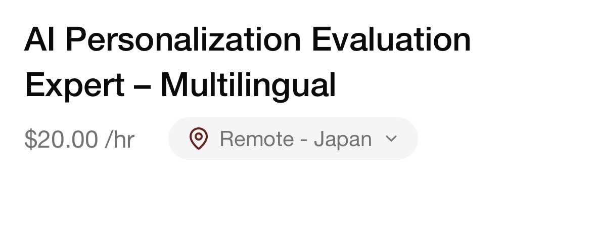 momgigworker's tweet photo. 【海外AI副業🇯🇵】

💰時給 約3000円（$20/h）
🌎 トレーニング中も時給発生
🏠日本人対象

AIと会話しながら、パーソナライズされた回答を比較・評価。応募して翌日連絡あり、その後もサクサク進みました！他社待ち状態の人、初めて挑戦してみたい人におすすめ！

https://t.co/fzh0pTn9mt https://t.co/xhmmfGdPWj