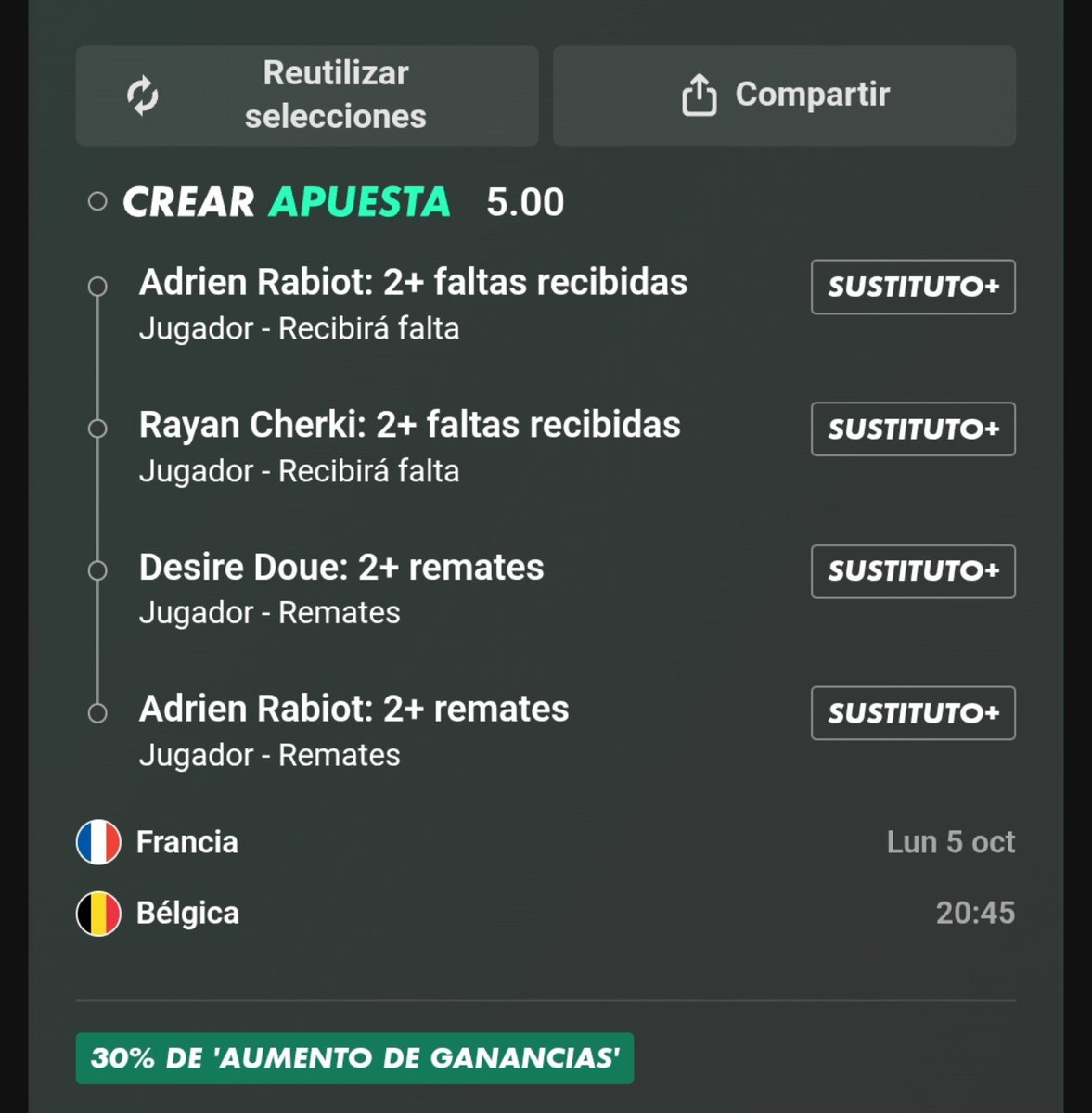 MambaBetss's tweet photo. Aumento Cuota 5. Francia - Belgica

📊Stats @ValueStats_com

En estos ultimos partidos de este paron de selecciones, estas son sus stats

Rabiot Recibidas ➡️ 1/5 (Promedia 3)
Cherki Recibidas ➡️4/0/3 (Promedia 2,33)
Doue Remates ➡️ 2/5/3 (Promedia 3,33)
Rabiot tiros ➡️2/2 (Promedia 2)
