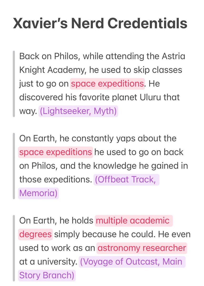 cearavs's tweet photo. I saw everyone talking about the LIs being nerds, so I decided to make A Comprehensive List of Xavier Being a Nerd 🤓

I feel like Xavier's  nerdy side is seriously underrated, despite being a big part of his character 🥲 Feel free to add anything I missed! https://t.co/SpLYtq0jMM
