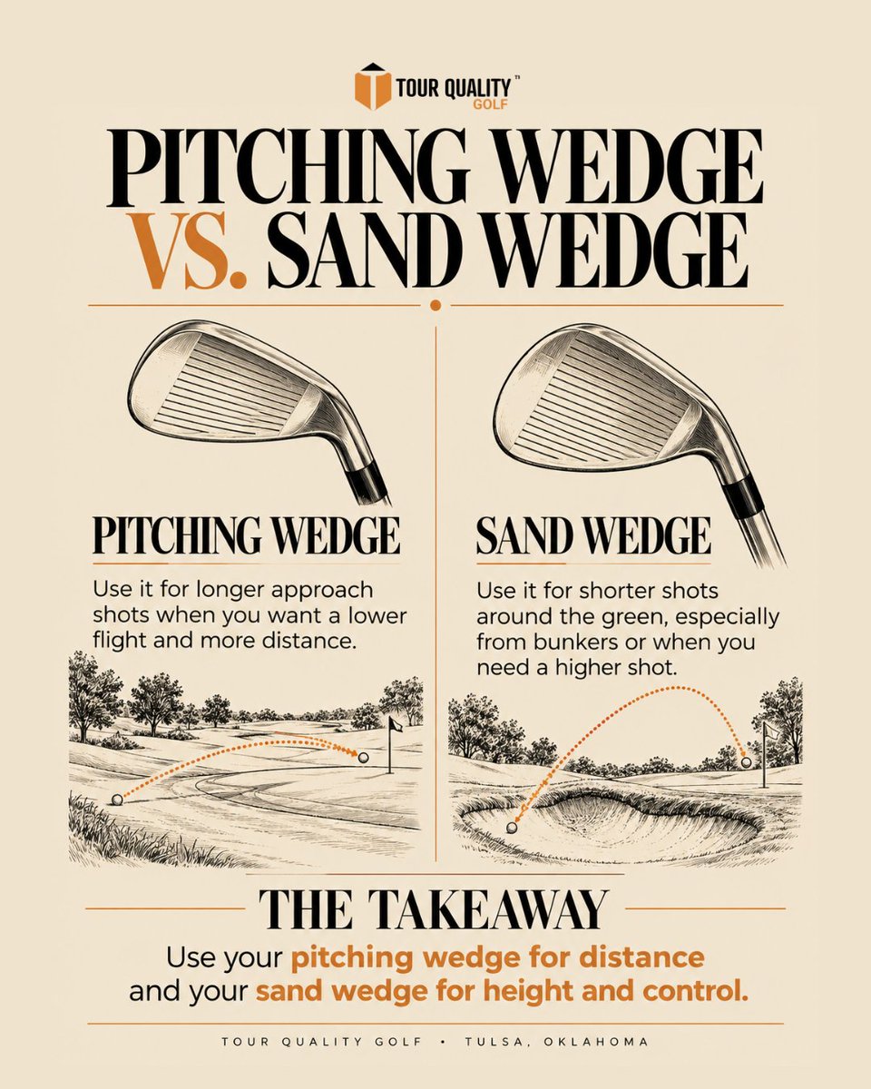 Tourqualitygolf's tweet photo. The goal isn't always to hit the highest or hardest shot, it's to choose the club that gives you the best chance of getting close.

Save this for your next round and follow Tour Quality Golf in Tulsa Oklahoma for more practical golf tips, short-game advice, and equipment education.