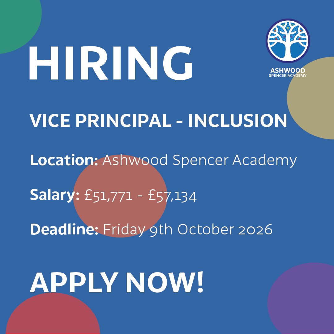 satrust_'s tweet photo. Ashwood Spencer Academy are hiring for a Vice Principal to join their team! 🙌

Please visit the link below for more information 👇

🔗 https://t.co/bmamQK2Pyj

#Hiring #Education #Jobs https://t.co/RGVtTsHw1h