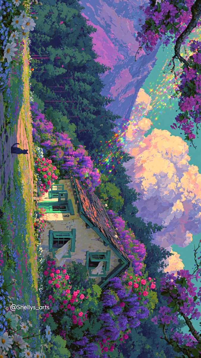shellys_arts's tweet photo. Spring Daydreams 🌸✨🐈‍⬛

A little spring adventure where every path feels touched by magic. 🌷

✨ Follow @shellys_arts for more magical worlds!
🖥️ High-res wallpapers &amp; prints on Ko-fi. Link in bio.

#aiart #aestheticart #digitalart #animeart #springart https://t.co/0z2XnoQfS9