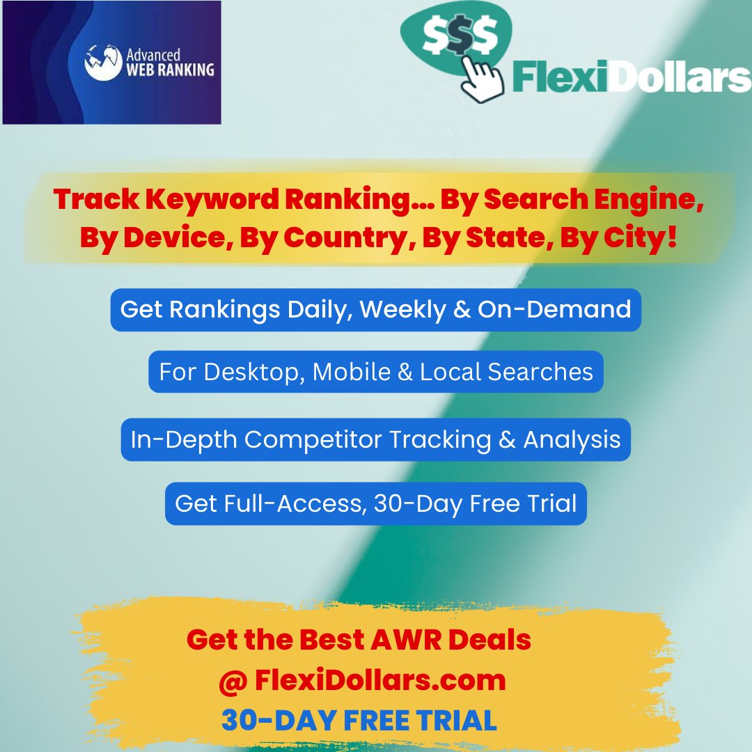 flexi_team's tweet photo. Advanced Web Ranking (AWR) – The Premier SEO Keyword Ranking & Competitor Tracker Software!
Get the Best Advanced Web Ranking (AWR) Deals only at FlexiDollars!
CLICK HERE… https://t.co/YpVv38HqSA
#teamflexidollars #awr #seo #startonlinebusiness #makemoneyonline https://t.co/QjKNeapukv