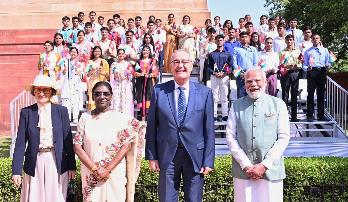 narendramodi's tweet photo. In our talks today, President Guy Parmelin and I discussed ways to take the India-Switzerland partnership forward across key areas like:

Trade and investment, especially in the wake of the India-EFTA agreement.

Defence production

Nuclear energy

Infrastructure and mobility

Science, technology and innovation

Opportunities for students and professionals

@ParmelinG