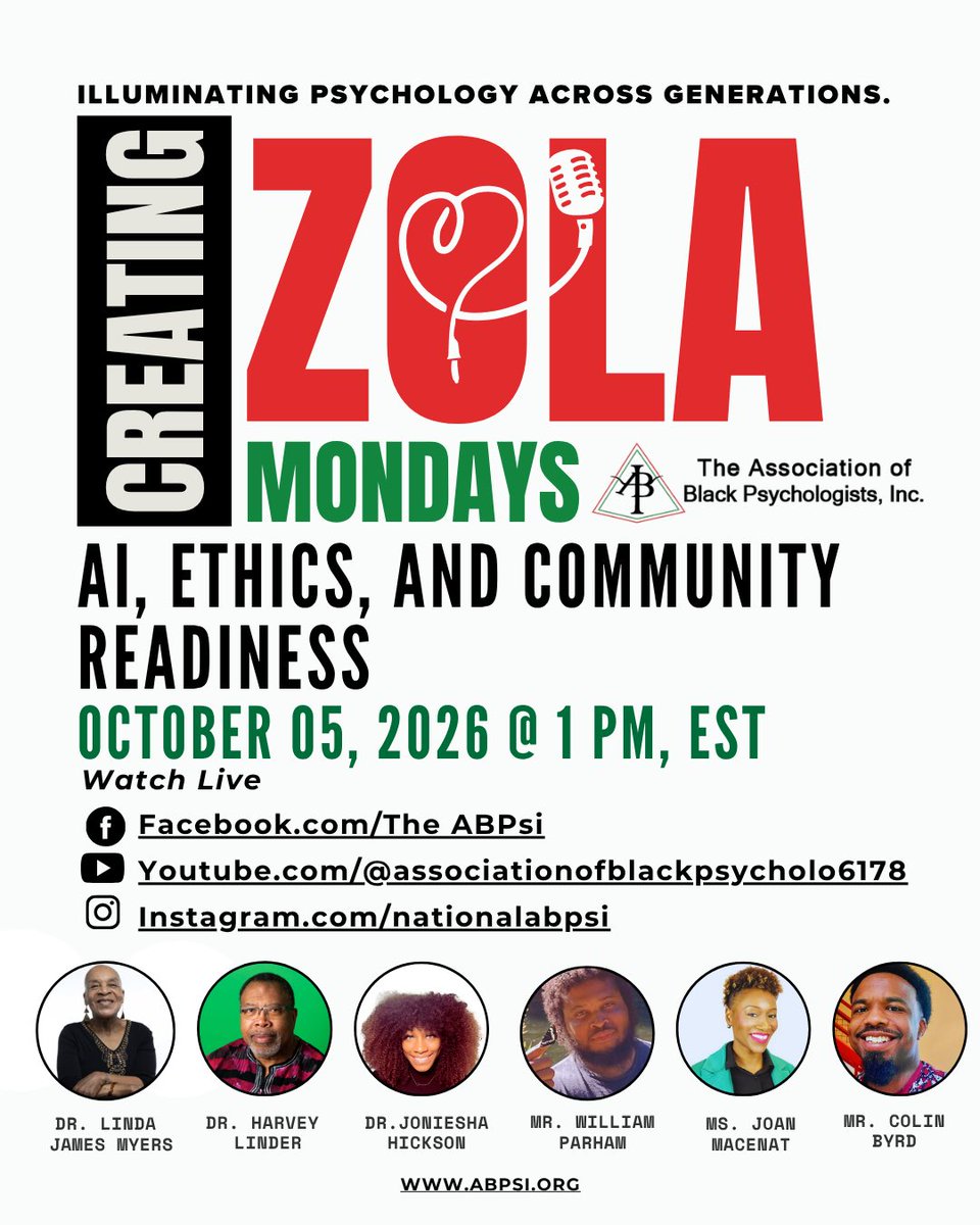 TheABPsi's tweet photo. Today on Creating Zola Mondays, we’re joined by Joan Macenat, founder of EDtelligence®, for a timely conversation on AI governance, literacy, readiness, and ethical implementation.

How can communities prepare for AI while keeping people, equity, and accountability at the center? https://t.co/aLcvG2CEjV