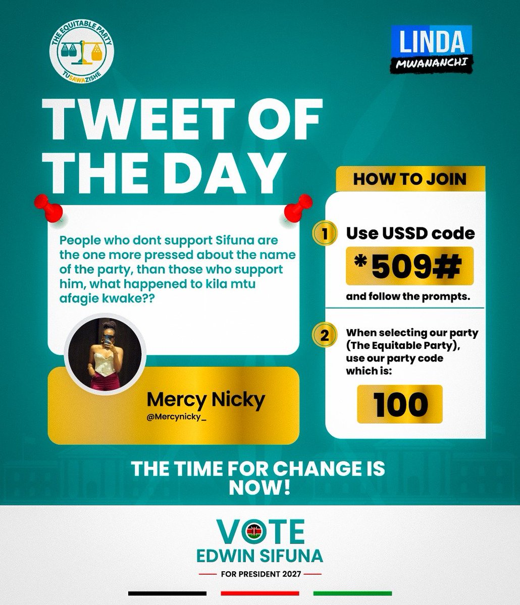 abbiezuena's tweet photo. This is definitely the Tweet of the day for sure. 🙌🏾🙌🏾 

Kila mtu afagie awake!! 

#ChamaChaWakenya https://t.co/spSSbV0qVY
