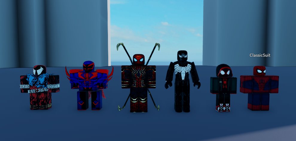 Fumby123's tweet photo. Roblox Spiderman Game suit lineup
Each Suits has it special ability!
Devlog #3
#Spiderman #RobloxGame #Devlog https://t.co/3Fnjx1SZzy