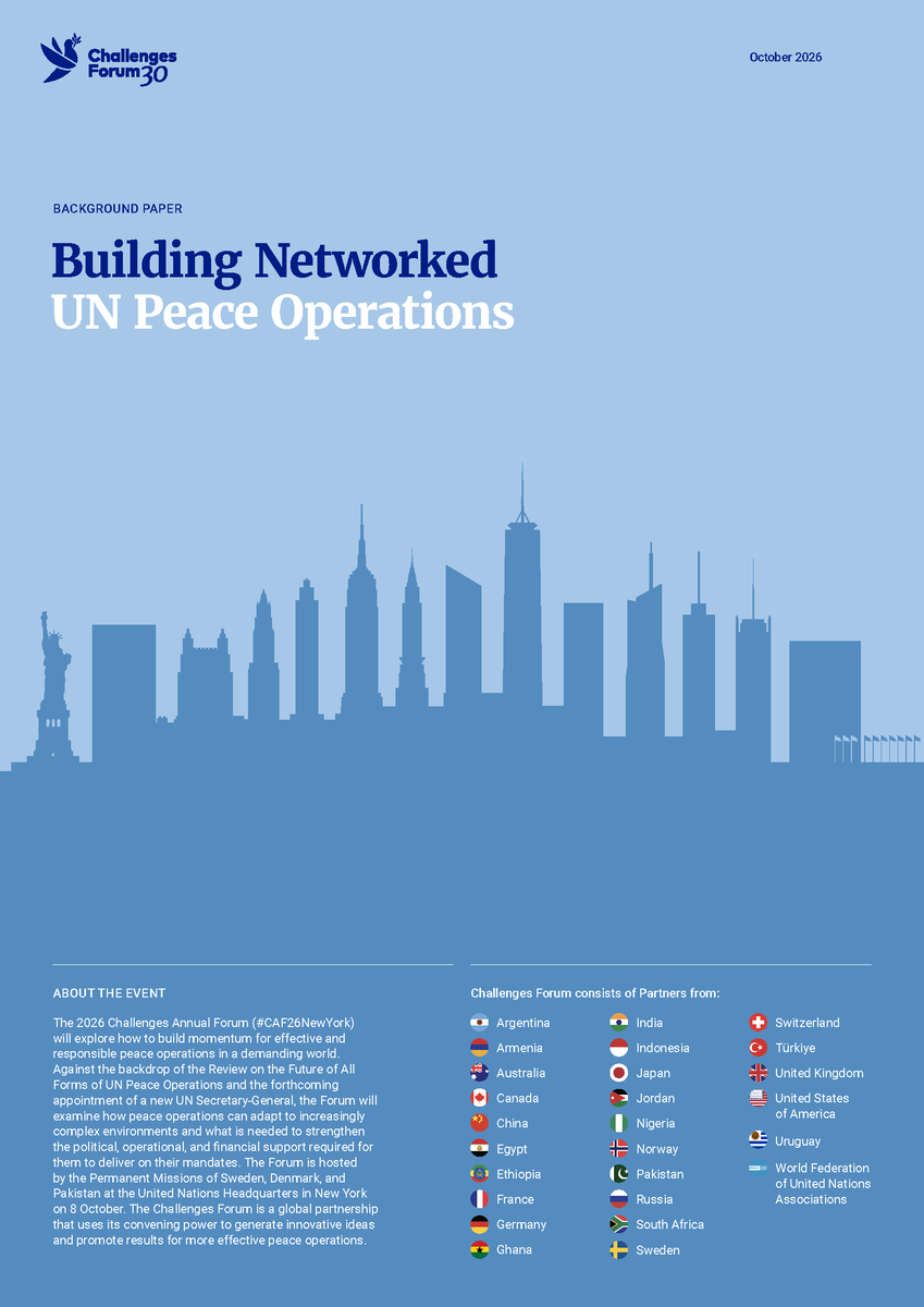 ChallengesForum's tweet photo. Can networked #peaceoperations help the #UN deliver under growing political and financial pressure?

Ahead of #CAF26NewYork, Peter Albrecht &amp; Kwesi Aning explore their potential – and why they are not a solution in themselves.

 📖Recommended reading: https://t.co/lEMW6bKXe3 https://t.co/F7jrSkqNOx