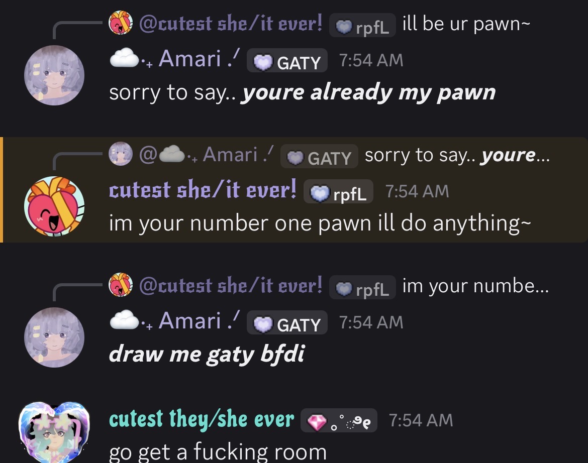 gatythinker's tweet photo. dont add amari on discord he’s weird https://t.co/pxedoRjw3E