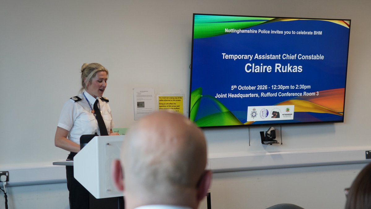 NottsOPCC's tweet photo. Earlier today, PCC Gary Godden and Deputy PCC Angela Kandola attended a Black History Month event at Police HQ hosted by Nottinghamshire Police's Black Police Association. https://t.co/OtqTN1SJHG