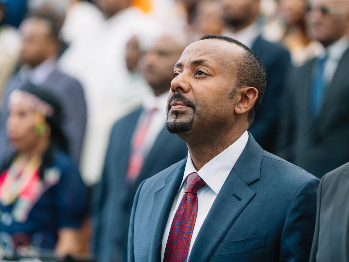 PMEthiopia's tweet photo. Observation of the national anthem during the first regular inaugural session of the 7th House of Peoples' Representatives' first-year tenure.

#MedemerGovernment 
#PMOEthiopia https://t.co/qvdtHeW4MS