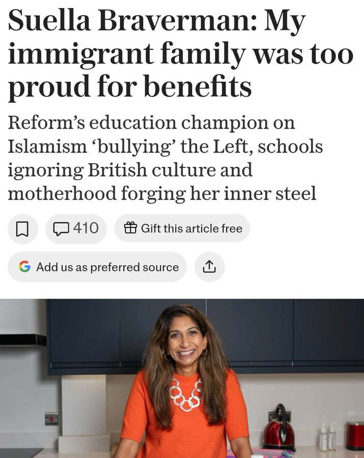BladeoftheS's tweet photo. Suella Braverman too proud for benefits...

Went to university for free
Studied in Europe using the heavily subsidised Erasmus program
Claimed ALL her rent, energy, council tax bills for at least 5 years
Millions of pounds in expenses claims

She just doesn't call them benefits https://t.co/2uZULlCwEj
