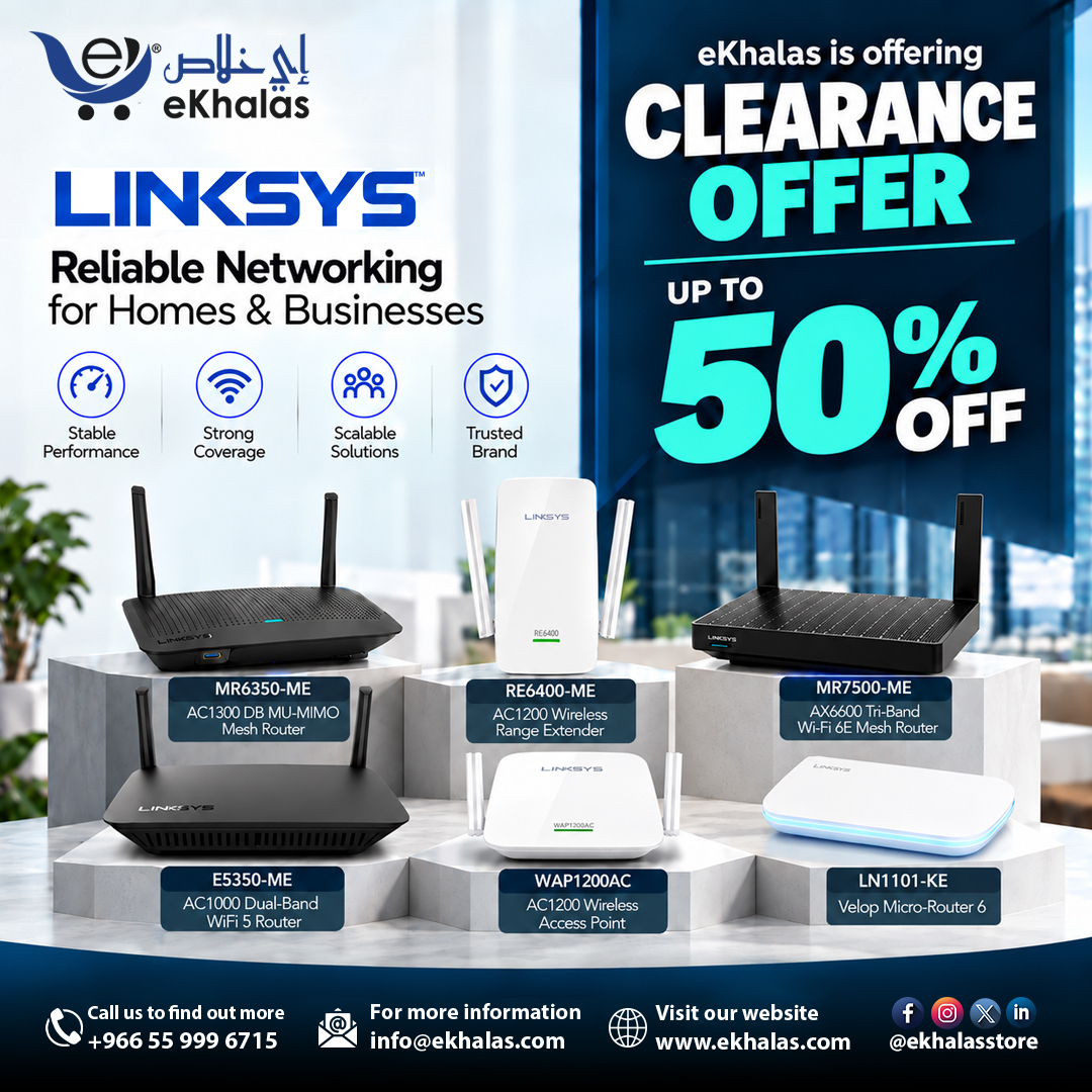 ekhalasstore's tweet photo. 🚀LINKSYS CLEARANCE OFFER!🔥
#eKhalas #Linksys #LinksysOffer #LinksysDeals #ClearanceOffer #50PercentOff #Networking #NetworkingSolutions #NetworkDevices #WiFi #WiFiRouter #WirelessNetworking #AccessPoint #RangeExtender #BusinessNetworking #HomeNetworking #ITSolutions #TechDeals https://t.co/fOIPUMWw1g