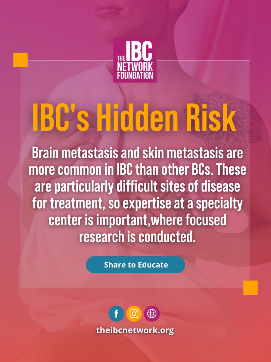 TalkIBC's tweet photo. Metastatic IBC doesn't behave like other breast cancers, and treatment can't either. Specialty centers with focused research make the difference. Know the signs. Trust your gut. Get it checked. 

#InflammatoryBreastCancer #MetastaticBreastCancer #IBCResearch https://t.co/Qe2tfpJfy8