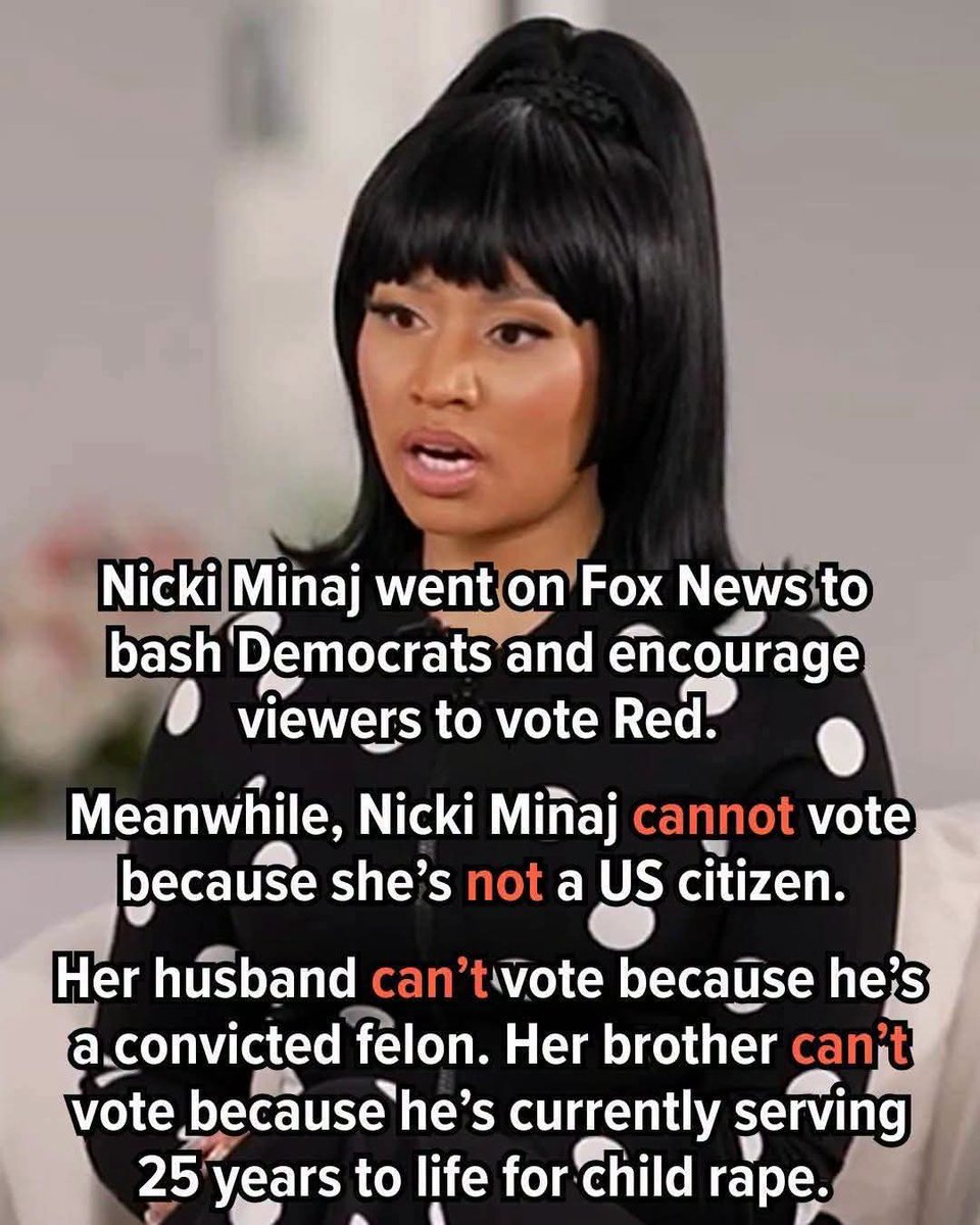 lynda514's tweet photo. @NICKIMINAJ #NickiMinaj All of America has questions #TrumpPuppet https://t.co/UpJd3U1BGm