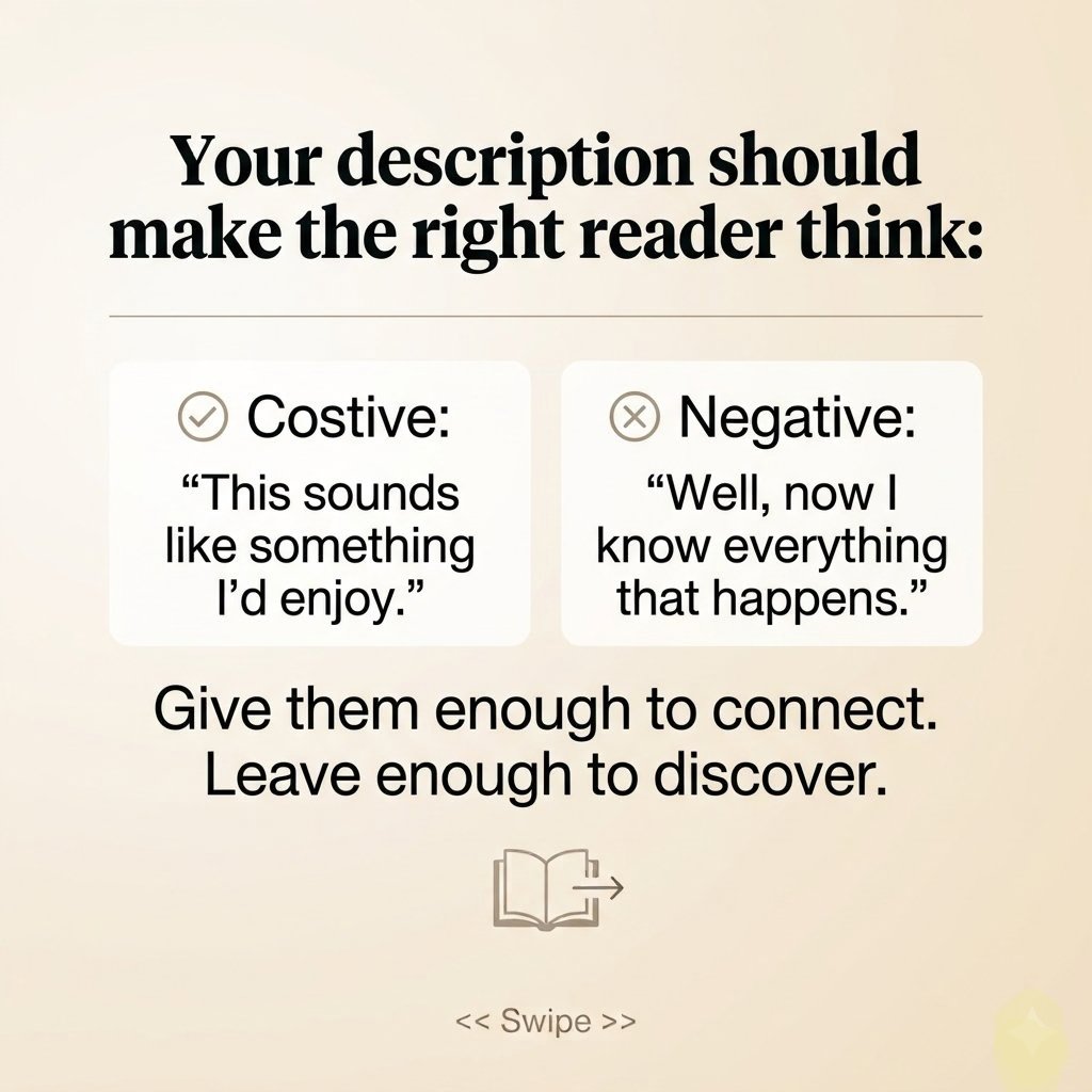 abdulbasitsube's tweet photo. Your book description shouldn't tell me everything, it just needs to make the right reader want to know more. 📷📷
Stop treating it like a plot summary. 
#WritingCommunity #IndieAuthor #BookMarketing #AuthorTips #AmWriting https://t.co/deEZYGSRFo