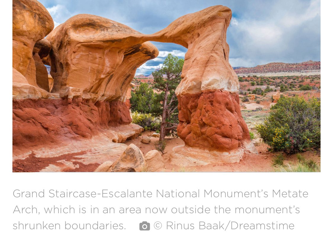 StoriesBySammi's tweet photo. What will Grand Staircase-Escalante be without its Grand Staircase?

This September should have been its 30th anniversary. Three decades of protecting rock formations found nowhere else, sacred sites, some of the darkest skies left in the country, and a desert river that keeps elk and mule deer alive. Instead, NPCA staff drove through a landscape being dismantled.

Grand Staircase-Escalante and Bears Ears are down nearly 3 million acres combined. The Grand Staircase itself, the formation the monument is named for, is now entirely outside its boundary.

Trump did this by way of the Antiquities Act of 1906, the same law that lets presidents create national monuments in the first place. Every president who's expanded these monuments, including the one who created this one, has argued their boundaries met exactly the standard the law requires, because the sacred sites, fossil beds, and ecosystems they're protecting are themselves spread across millions of acres.

But Trump is now using a seldom-invoked, six-word clause buried in that same law to claim the opposite: that decades of scientific and Tribal judgment about what this land requires were simply wrong, and that he, alone, gets to redraw it smaller.

Trump and Burgum can spin that clause however they want. Courts have never said a president can use it to erase a monument he didn't create. NPCA's lawsuit argues he can't.

This isn't improvised. Project 2025 named this exact cut years ago, in writing, calling it a "90% downward adjustment," and criticized the first Trump term for only touching two monuments in one state. This time, they're going further.

Companies didn't wait. Some filed mining claims the very day the land opened, dozens more within weeks.

BLM also tore down Bears Ears' signs, including the seals of the five Tribes on the Bears Ears Commission, the first tribal-led monument management body in U.S. history. It was dissolved the same day, despite a written promise the Tribes would be consulted first. They weren't.

The coalition behind it is still standing. Co-chair Davina Smith-Idjesa: "You can abolish a commission, you can redraw a boundary, but you cannot erase our prayers from this land."

The claims are already staked. The signs are already down. But the fight isn't over, and you can be part of that fight. 💪  Check it out in the first reply.

#DemsUnited