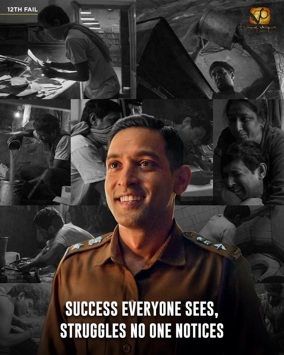 VVCFilms's tweet photo. Success may have a final frame, but the journey has a thousand unseen ones 💯

@VikrantMassey 

#12thFail #ZeroSeRestart 

[ Vidhu Vinod Chopra Films, Vikrant Massey, 12th Fail, Zero Se Restart, Manoj Kumar Sharma ] https://t.co/hu8AH8sRD3