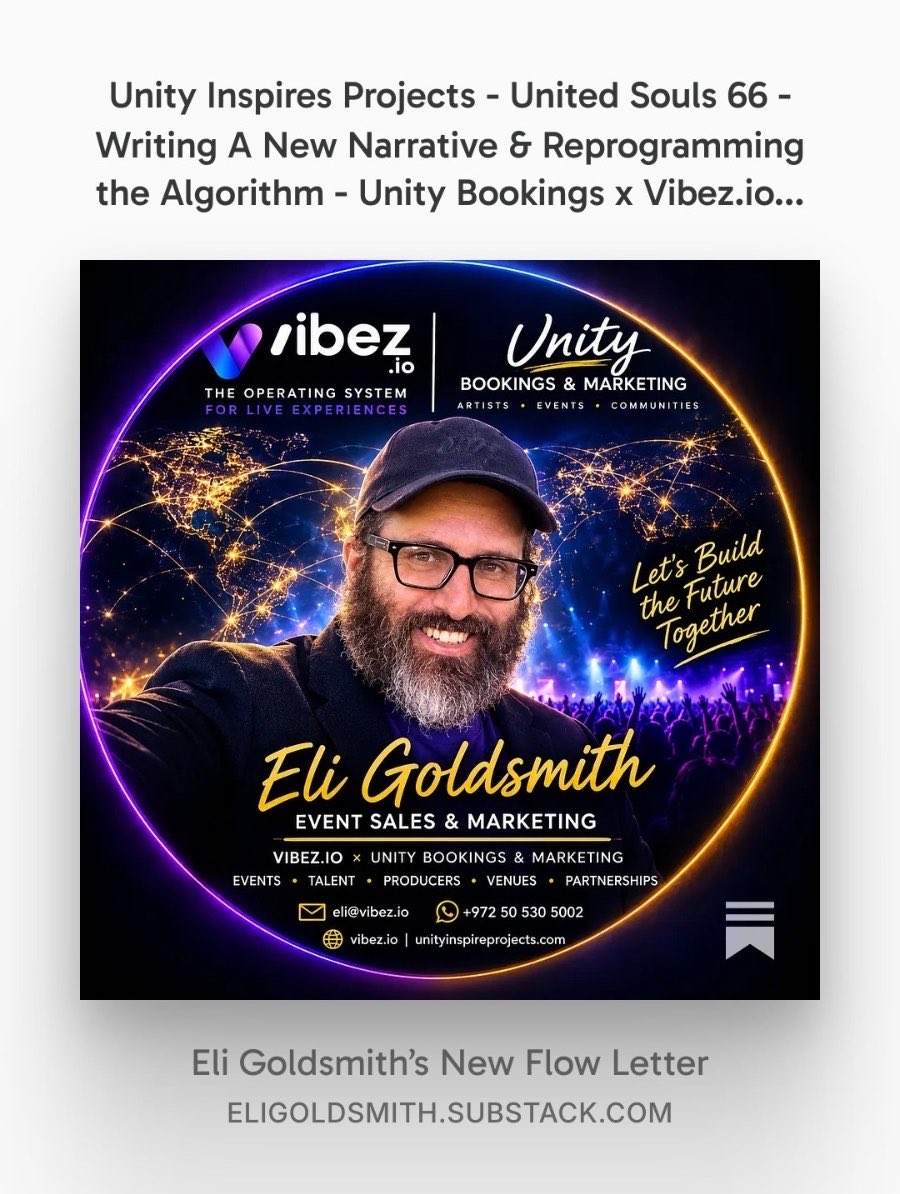 GoldsmithEli's tweet photo. Unity Inspires Projects - United Souls 66 - Writing A New Narrative & Reprogramming the Algorithm - Unity Bookings x https://t.co/U5eT3FJXJy... https://t.co/bqrEJnqIDE #newnarratives #unitybookings #vibez #unitedsouls #reprogram https://t.co/BG9JwWMNTU