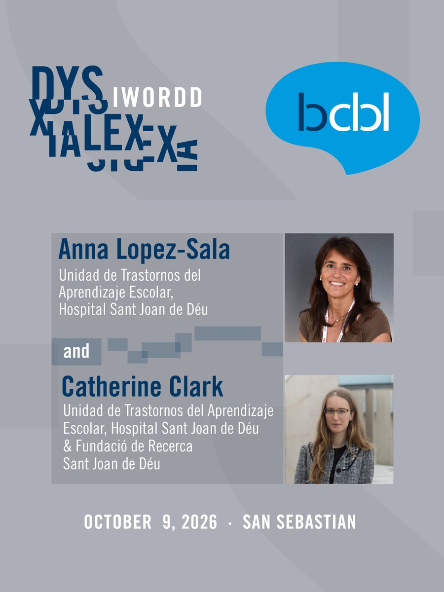 bcbl_'s tweet photo. [1/2] 🔝 We are pleased to present the programme for the ‘From theory to practice’ session of #IWORDD26.

Today we are introducing the oral sessions:

🔸Sendy Caffarra, from @UNIMORE_univ
🔸Amaia Aierbe, from #BCBL
🔸Anna Lopez-Sala &amp; Catherine Clark, from @SJDbarcelona_es https://t.co/xlVzaj3Kzu