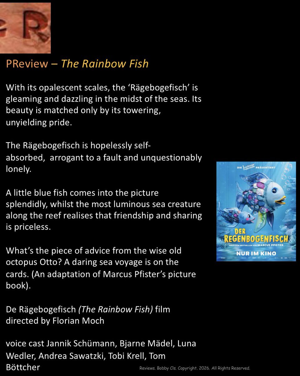 Rcoolmovies's tweet photo. What’s the piece of advice from the wise old octopus Otto? A daring sea voyage is on the cards. (An adaptation of Marcus Pfister’s picture book).
De Rägebogefisch #TheRainbowFish film by Florian Moch
@zurichfilmfest #ZFF2026
#ZurichFilms #ZurichFilmFestival #FlorianMoch https://t.co/2ofwP2ECYW