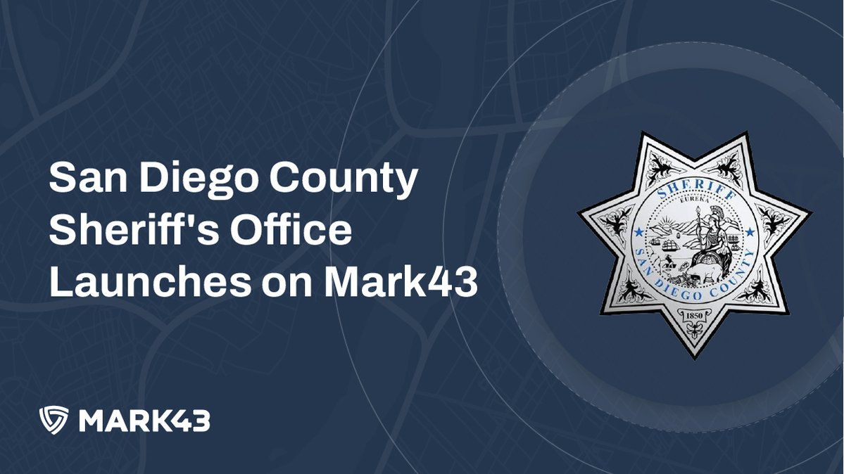 mark43's tweet photo. The San Diego County Sheriff’s Office has replaced its legacy CAD system with Mark43's modern, real-time dispatch and response environment to support its 3.2 million residents across 4,200 square miles. 

Learn more: https://t.co/VFY1AdTFqt https://t.co/7FFxCbjIU3