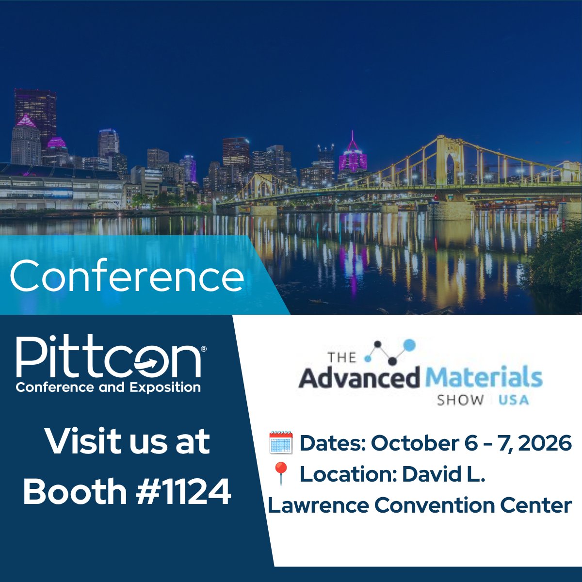 Pittcon's tweet photo. 🔬 Pittcon is coming to The Advanced Materials Show!
👋 Stop by Booth 1124 and come talk all things #Pittcon2027
What’s coming to Pittsburgh, what you can expect, and how you can be part of it!

#AdvancedMaterials #PGH https://t.co/eZf7Cgp1bQ