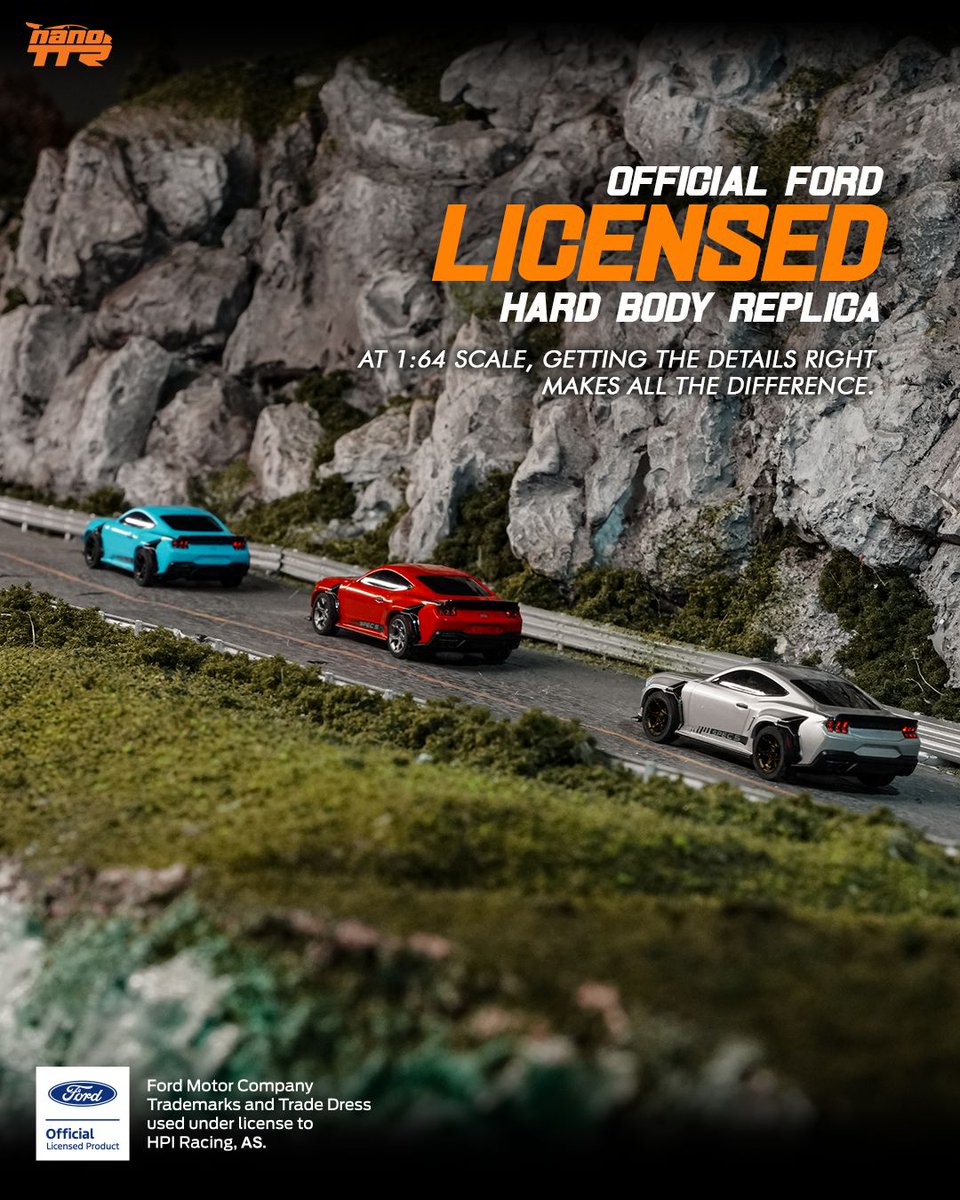 OfficialHPI's tweet photo. The nano-TTR is our in-house, custom-built and designed chassis, fully assembled and ready to roll. Featuring a detailed, fully licensed hard-body replica of the Ford Mustang Spec 5, the nano-TTR delivers the perfect balance of fun and performance in Tiny scale https://t.co/HiO6YXtEsD