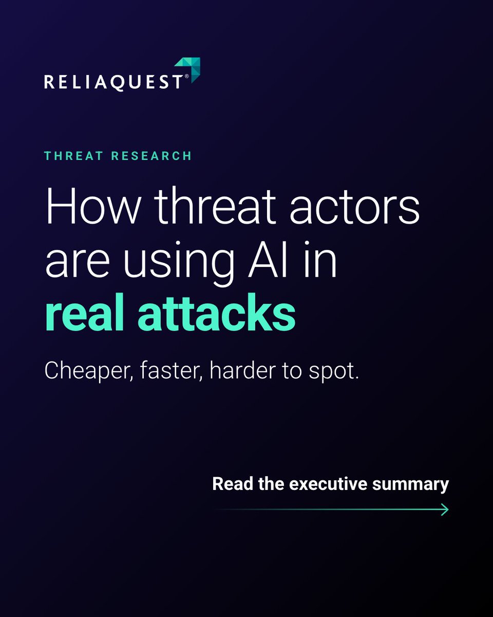 ReliaQuest's tweet photo. AI is making familiar cyber attacks cheaper to build, faster to scale, easier to tailor, and harder to spot. 📊

The tradecraft is familiar, but the pace isn't.

👉 Learn more: https://t.co/giiJwhesvK  

#ReliaQuest #AgenticAI https://t.co/1A04nB1FP6