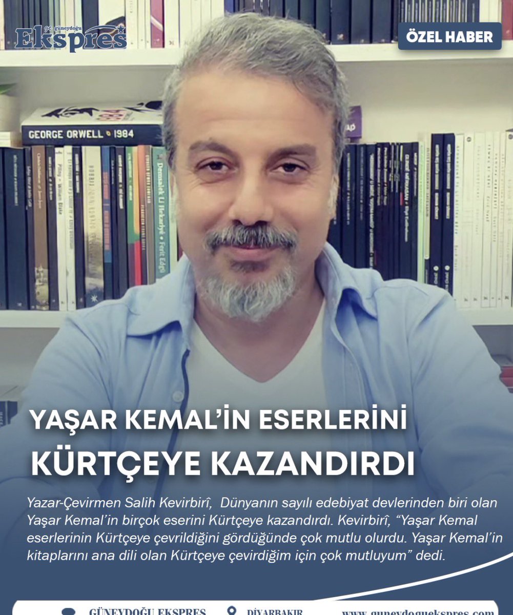 fevzibulganDil's tweet photo. Yaşar Kemal’in eserlerinin, kendi ana dili olan Kürtçede okurlarla buluşması kıymetli bir edebiyat hizmetidir.

“Ağrı Dağı Efsanesi”, “Yılanı Öldürseler” ve “Tek Kanatlı Bir Kuş” eserlerini Kürtçeye kazandıran yazar ve çevirmen Salih Kevirbirî’yi gönülden kutluyoruz.

Kürtçe Gönüllüleri Birliği olarak, dilimizin edebiyatını zenginleştiren her emeği değerli buluyoruz. Kürtçenin yaşaması; yazılması, çevrilmesi, okunması ve yeni nesillere aktarılmasıyla mümkündür.

Kaleminize, emeğinize sağlık!

Fevzi Bulgan
DILKURD Genel Koordinatörü