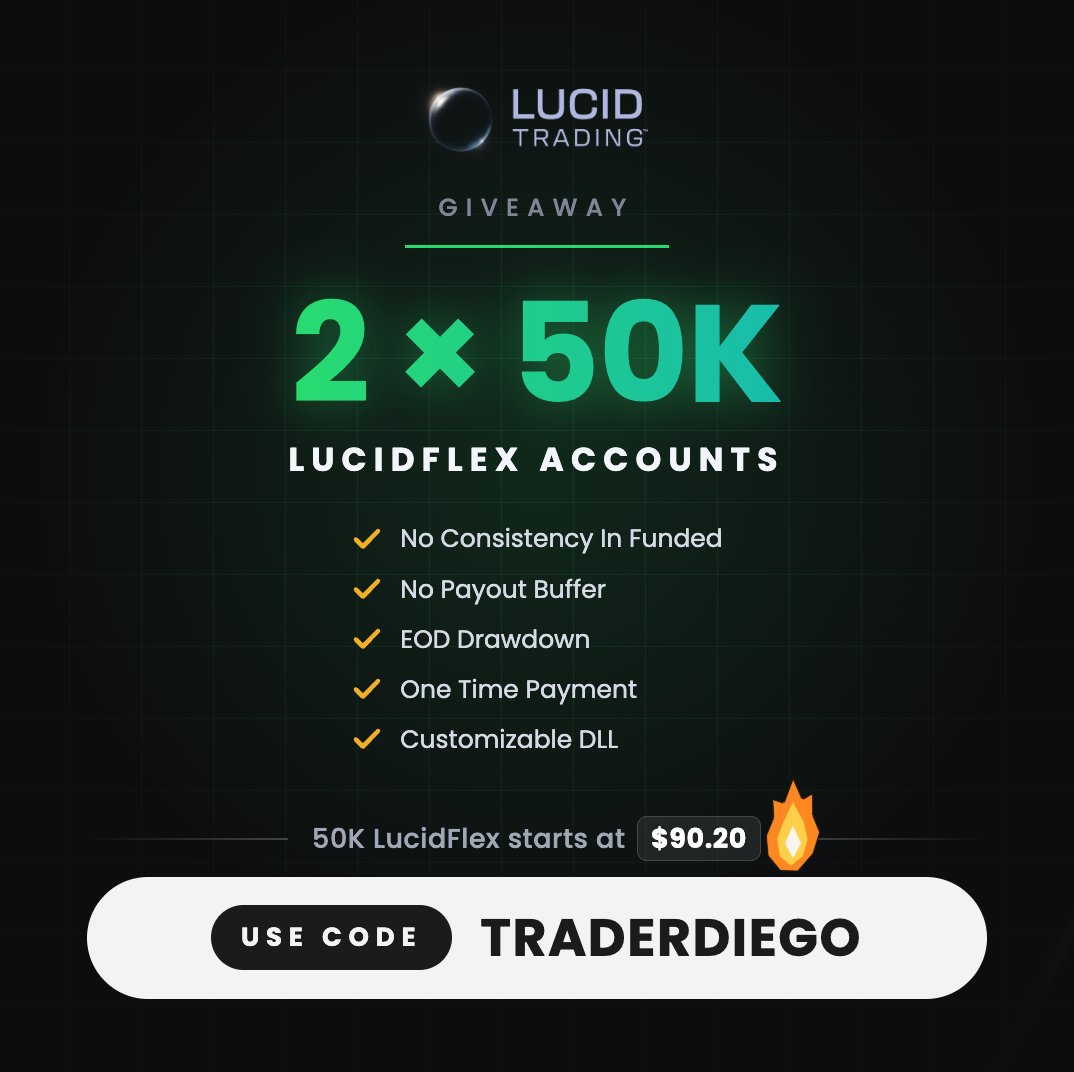 TraderDiegoX's tweet photo. 2x LucidFlex Evals Giveaway

LucidFlex is one of my all time favorite evals, here's your chance to get one:

Like this post, quote it, reply with your model in 3 words, and register below:

👉🏻 https://t.co/NgeS6F8FLy

I'll pick the winners on October 8 https://t.co/v8HLZRaBEc