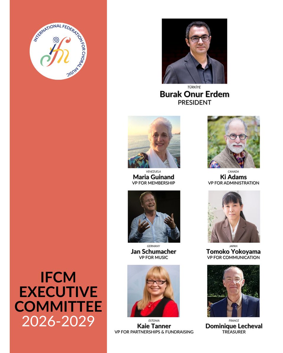 IFCMofficial's tweet photo. 🌎Meet the Board 2026-2029!

"A new chapter for IFCM is beginning. We will write this chapter together.

For more than four decades, IFCM has connected choirs, conductors, and composers across the world, who believed in something bigger than themselves. https://t.co/b1TcsrbUdN