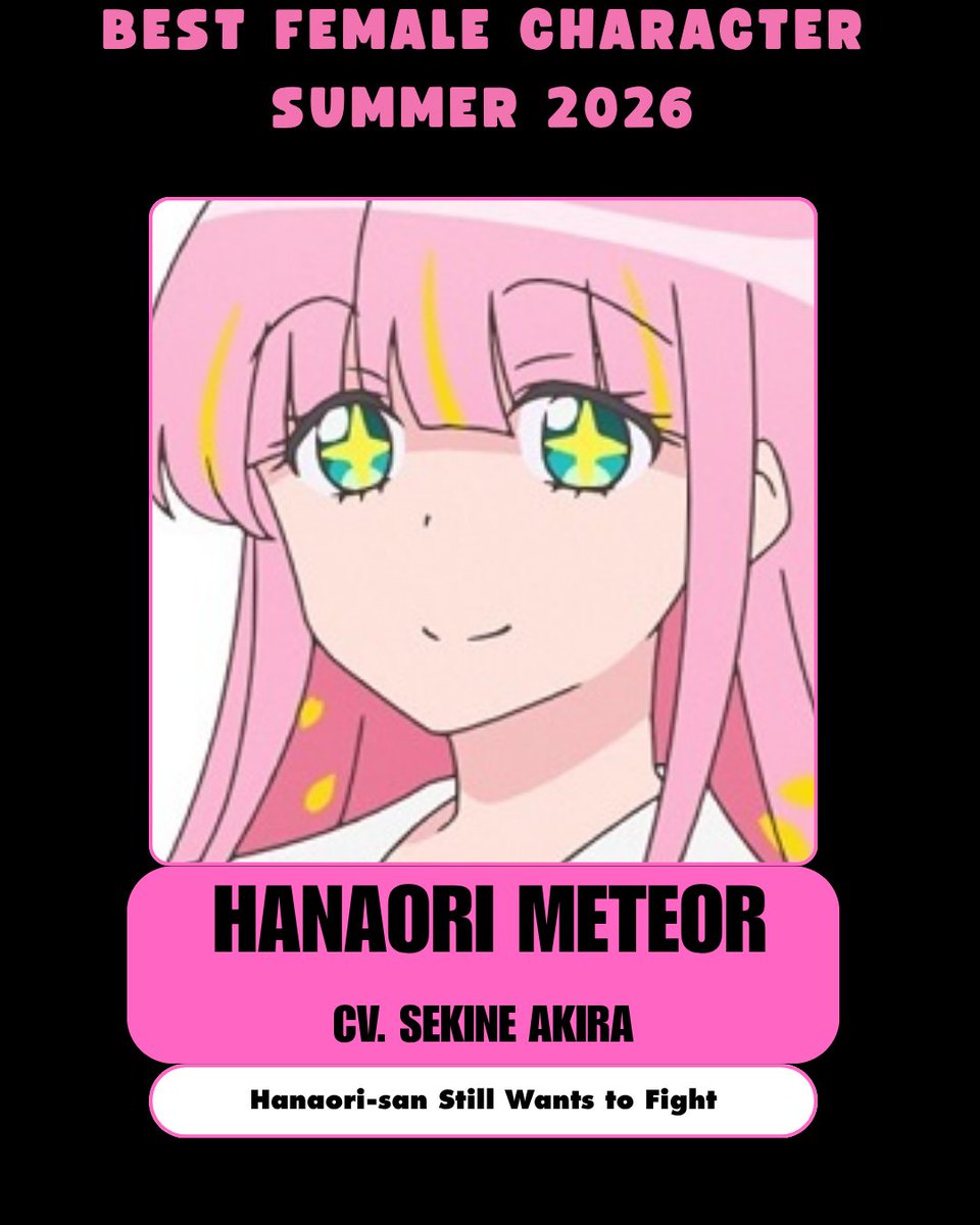 Romcom_Senpai's tweet photo. BEST FEMALE CHARACTER SUMMER 2026

HANAORI METEOR
CV. SEKINE AKIRA

from Hanaori-san Still Wants to Fight https://t.co/QoauSJ51GK