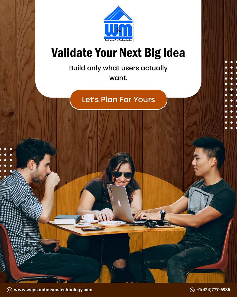 WMTechnology's tweet photo. Big idea? Validate it before building.

At @WMTechnology, we helped a founder avoid $15K in development costs by finding product-market fit first.

#WMTechnology #StartupConsulting #MVP #LeanStartup https://t.co/Jhg6ckqzSP