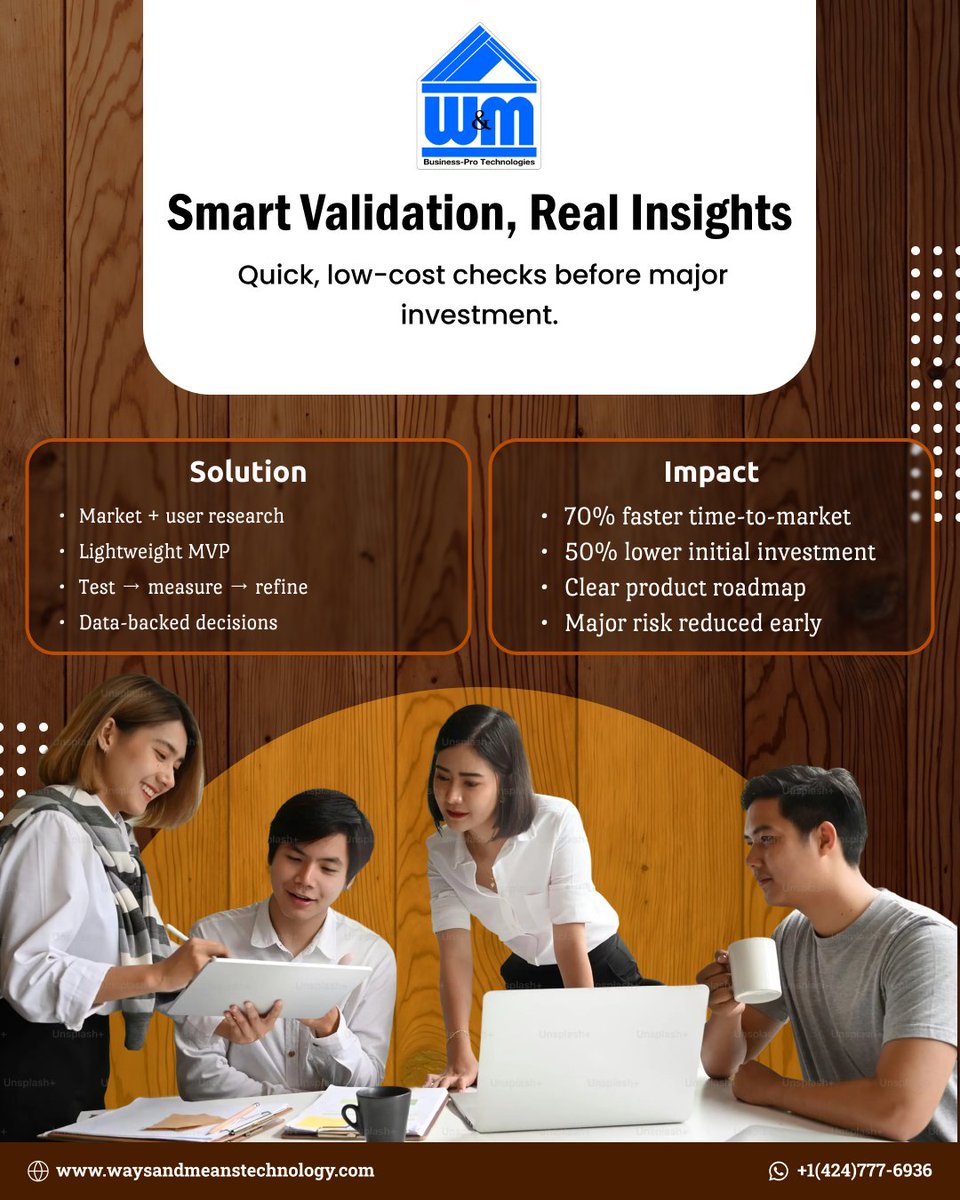 WMTechnology's tweet photo. Big idea? Validate it before building.

At @WMTechnology, we helped a founder avoid $15K in development costs by finding product-market fit first.

#WMTechnology #StartupConsulting #MVP #LeanStartup https://t.co/Jhg6ckqzSP
